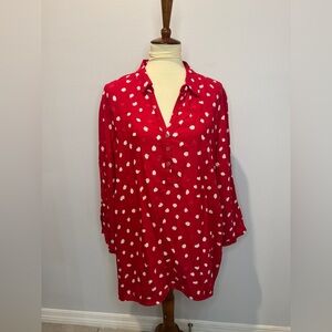 Cecil Scarlet and white Polka Dot Blouse